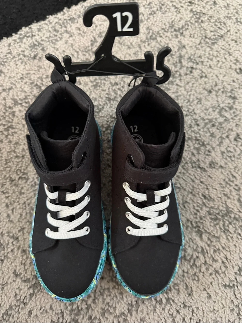 wonder nation Black High-Top Sneakers with Blue Accent Sole Size 12